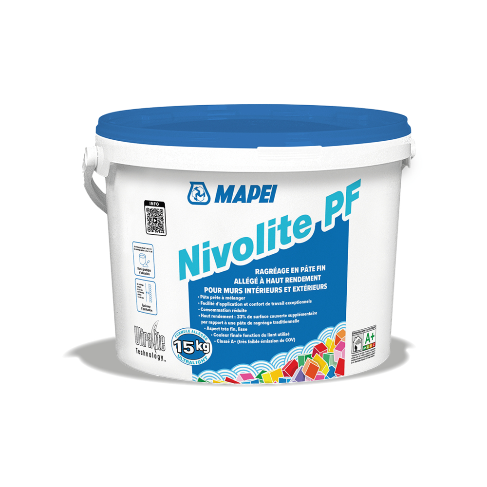 Débullage et ragréages muraux en pâte allégés NIVOLITE PF SEAU 15 KG - MAPEI - 0474315