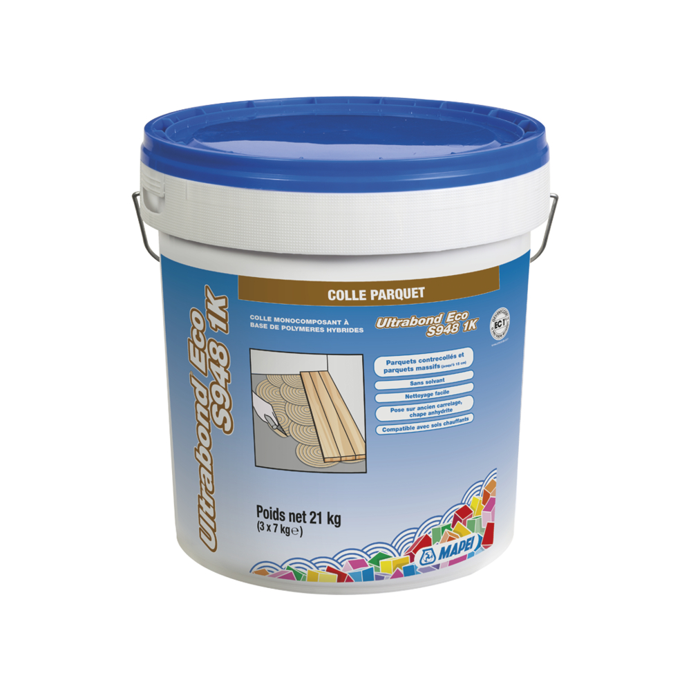 Colles monocomposant pour parquets ULTRABOND ECO S948 1K SEAU 21 KG (3 X 7 KG) - MAPEI - 0744921