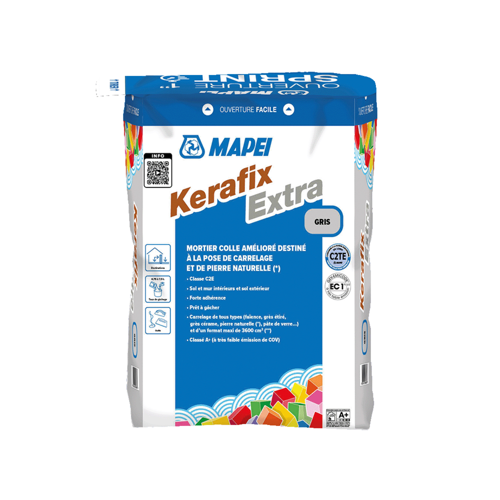 Mortiers colles améliorés C2 KERAFIX EXTRA GRIS SAC 49 X 25 KG PALETTE - MAPEI - 1197125