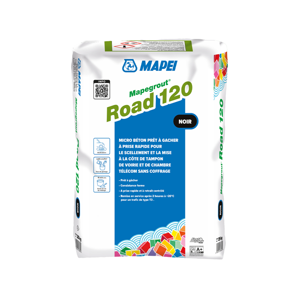 Micro-béton pour le scellement de tampons de voirie MAPEGROUT ROAD 120 SAC 25 KG - MAPEI - 1371725