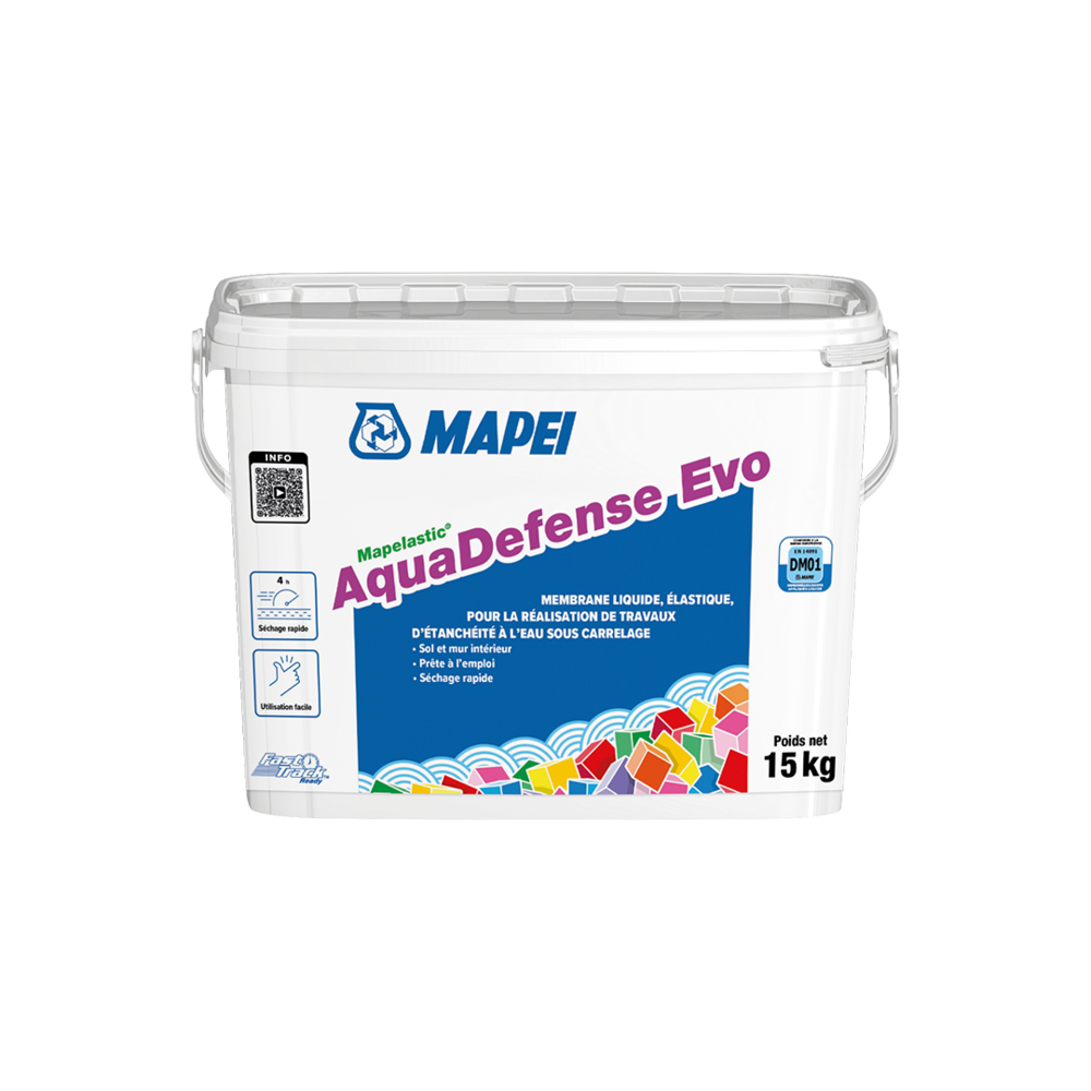 Système d'étanchéité liquide sous carrelage MAPELASTIC AQUADEFENSE EVO SEAU 15 KG - MAPEI - 1676915