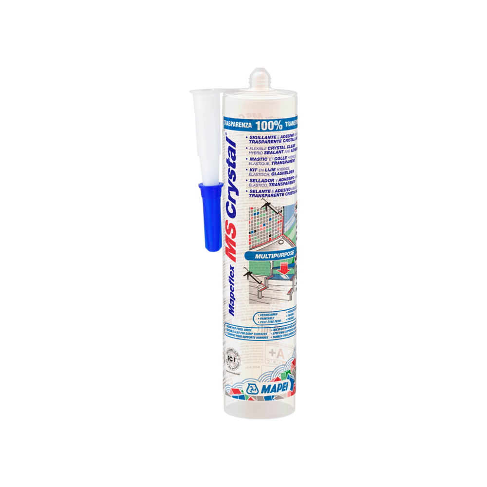 Mastic polymère hybride pour collage flexible et calfeutrement des joints MAPEFLEX MS CRYSTAL CARTOUCHE 300 ML - MAPEI - 1956543