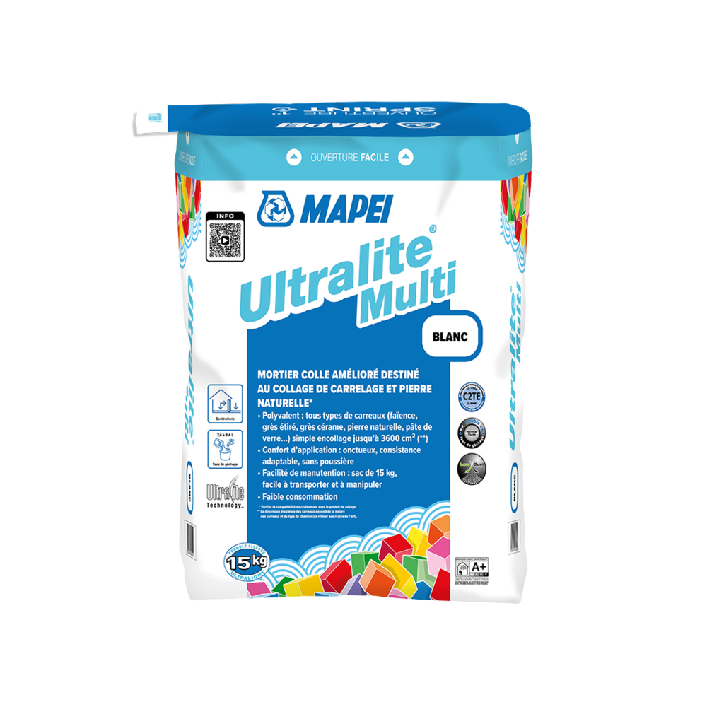 Mortiers colles améliorés C2 ULTRALITE MULTI BLANC SAC 15 KG - MAPEI - 2427215