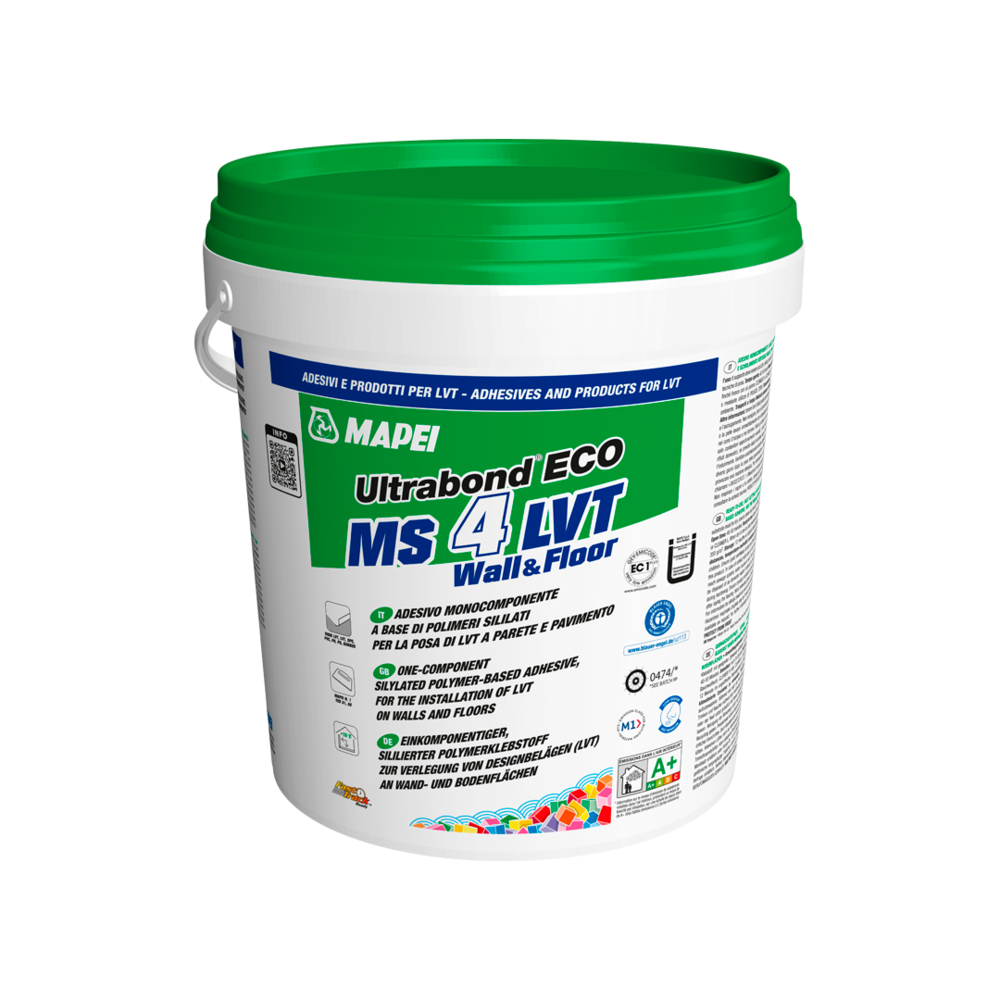 Colles et finitions pour revêtements LVT ULTRABOND ECO MS 4 LVT WALL&FLOOR SEAU 7 KG - MAPEI - 3586707