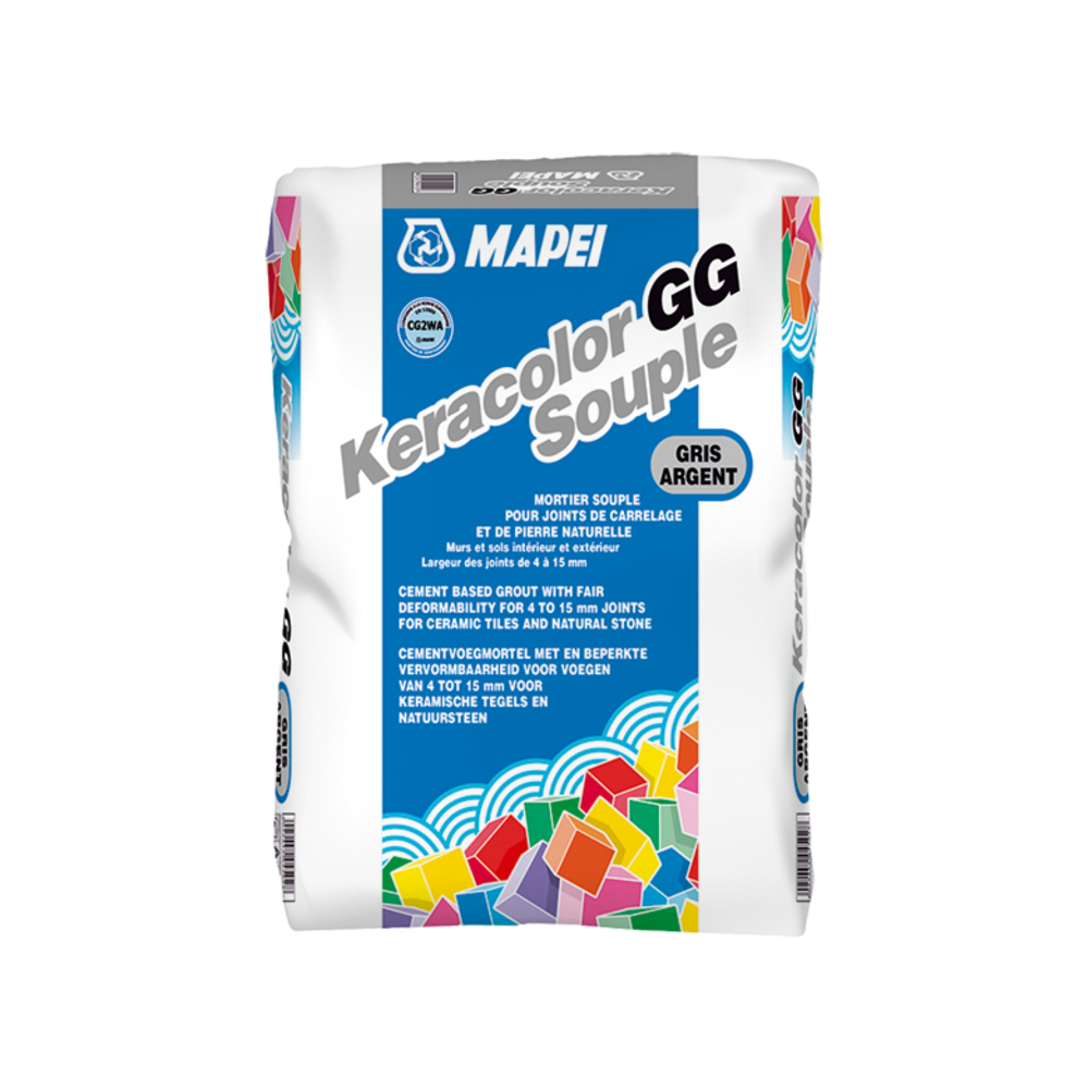 Joints larges base ciment KERACOLOR GG SOUPLE GRIS ARGENT 111 SAC 25 KG - MAPEI - 4PA011125