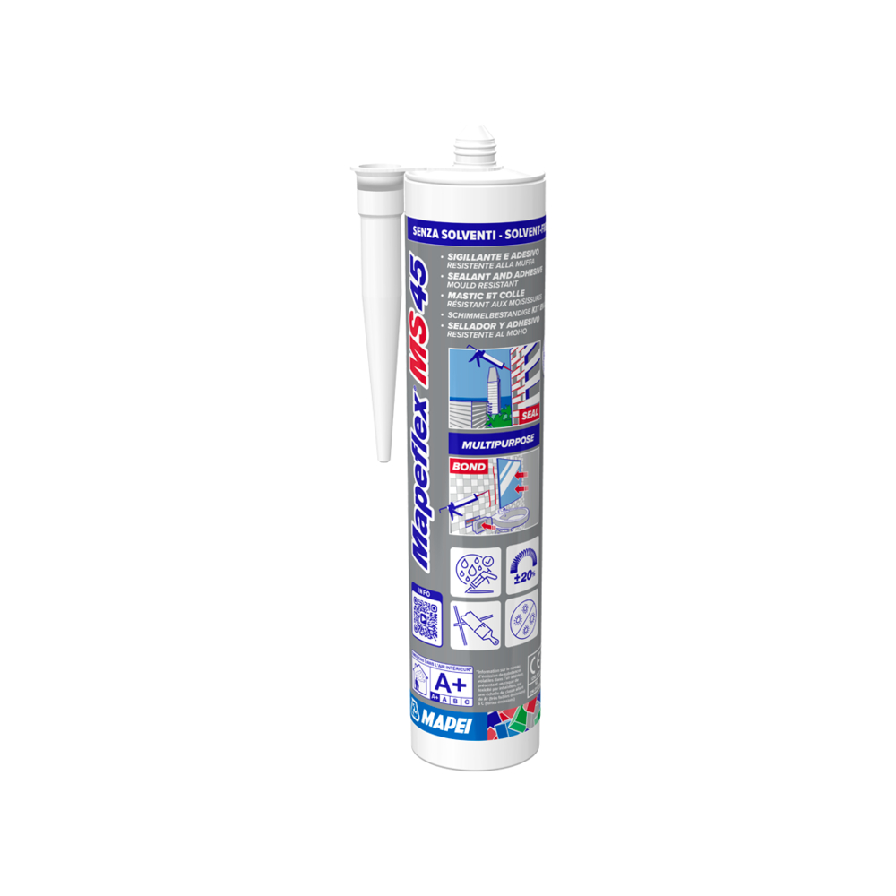 Mastic polymère hybride pour collage flexible et calfeutrement des joints MAPEFLEX MS 45 BLANC CARTOUCHE 12 X 300 ML - MAPEI - 6PB010043