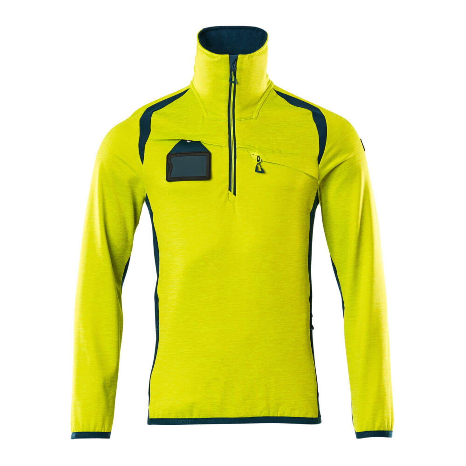 Pull polaire demi-zippé ACCELERATE SAFE Hi-vis Jaune/Bleu pétrole foncé MASCOT - 19303-316-1744