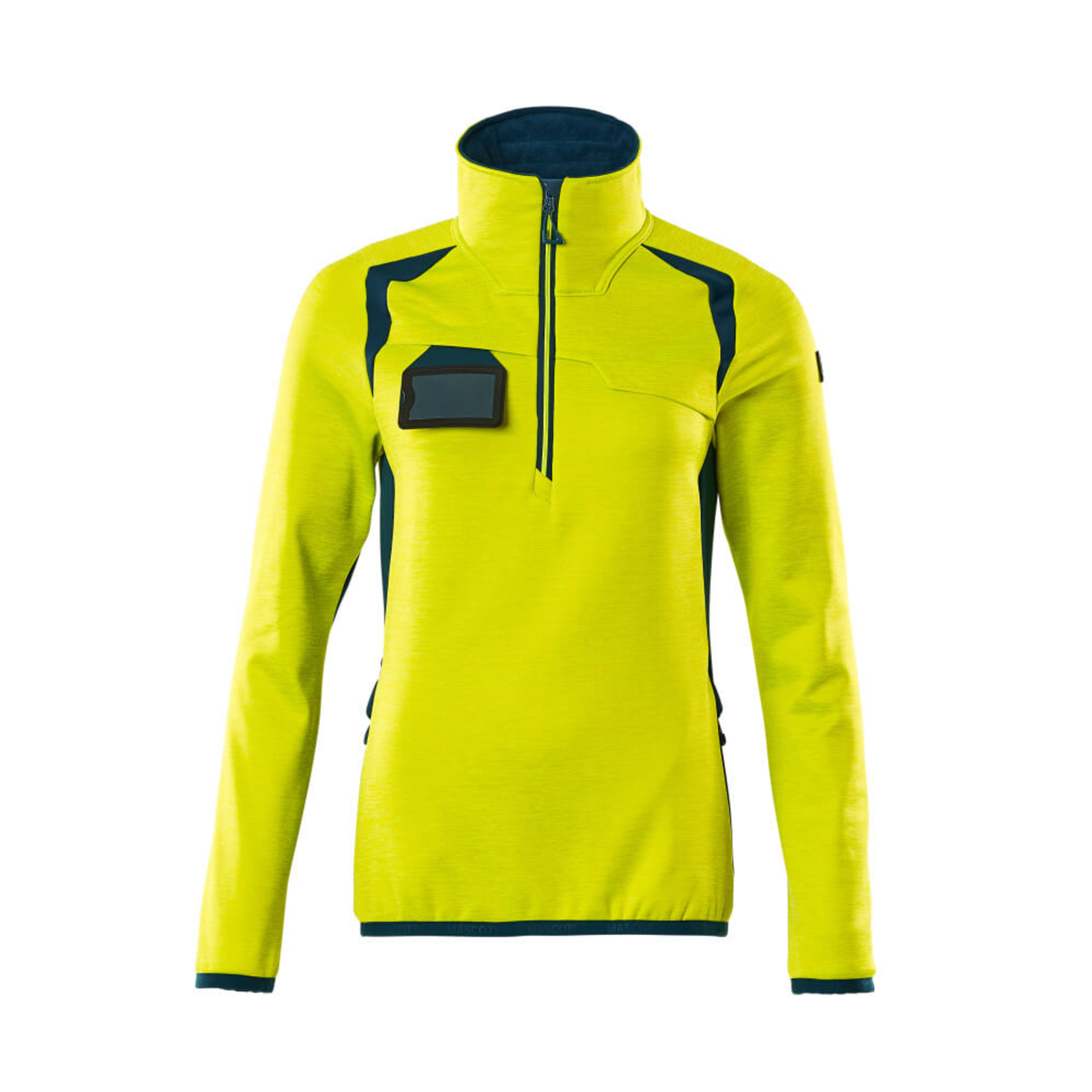 Pull polaire demi-zippé ACCELERATE SAFE Hi-vis Jaune/Bleu pétrole foncé MASCOT - 19353-316-1744