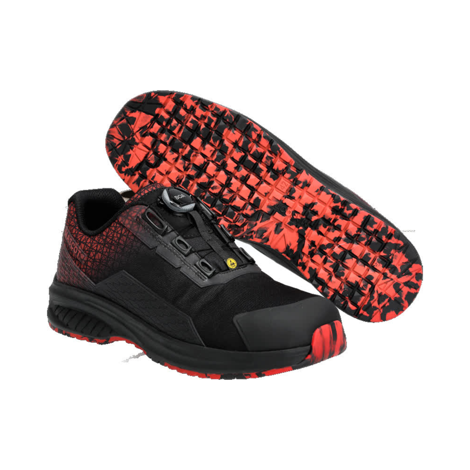 Chaussures de sécurité basses Noir/Rouge trafic S3S BOA MASCOT - F1501-909-09202