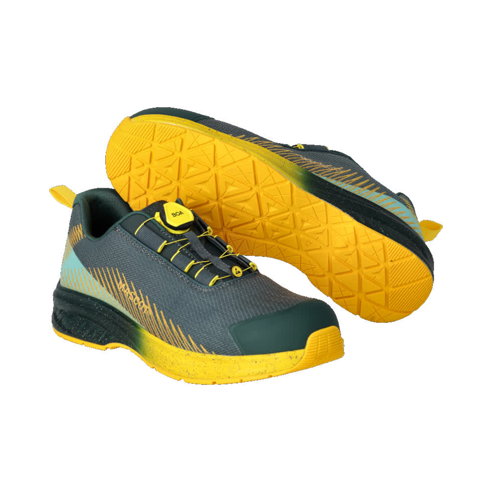 Chaussures de sécurité basses Vert forêt/Jaune soleil S1PS BOA MASCOT - F1601-909-3477