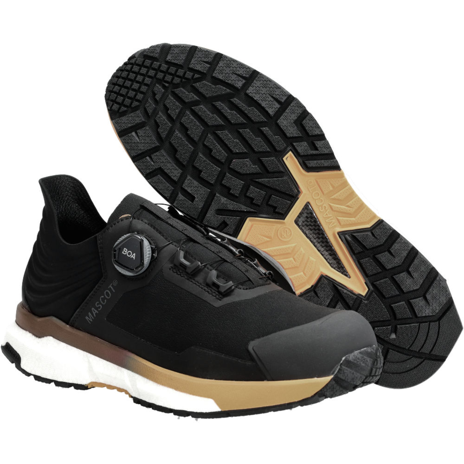 Chaussures de sécurité basses Noir/Brun taupe S3S BOA Polyamide MASCOT - F1680-704-0956