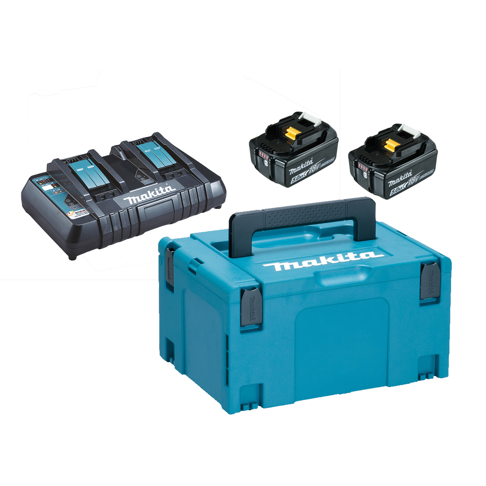 Pack énergie 18 V Li-Ion LXT 2 batteries 5 Ah + 1 chargeur double avec coffret MAKPAC - MAKITA - 197629-2