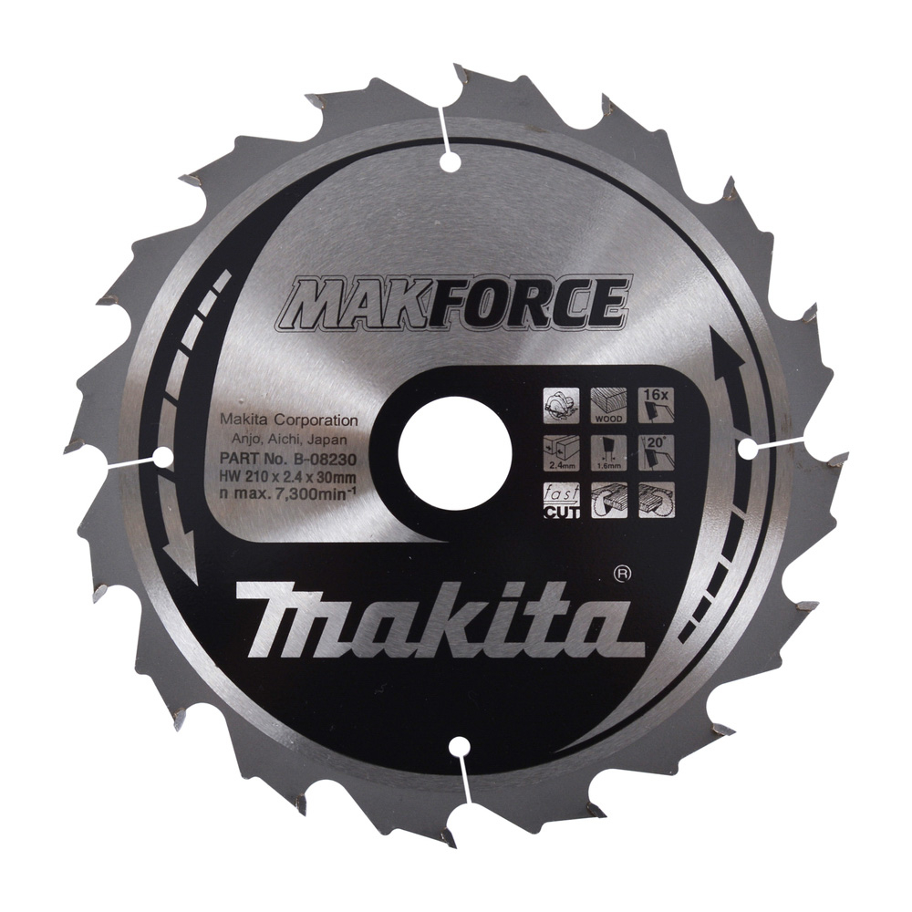 Lames carbures ''MakForce'', pour bois, pour scies circulaires 210/30/16 - MAKITA - B-08230