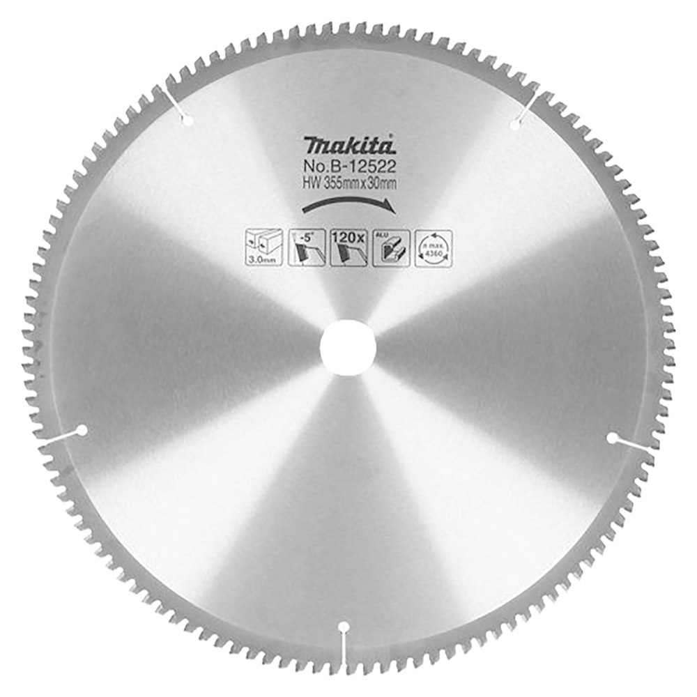 Lame carbure aluminium D355 mm pour scie radiale et à onglet - MAKITA - B-12522