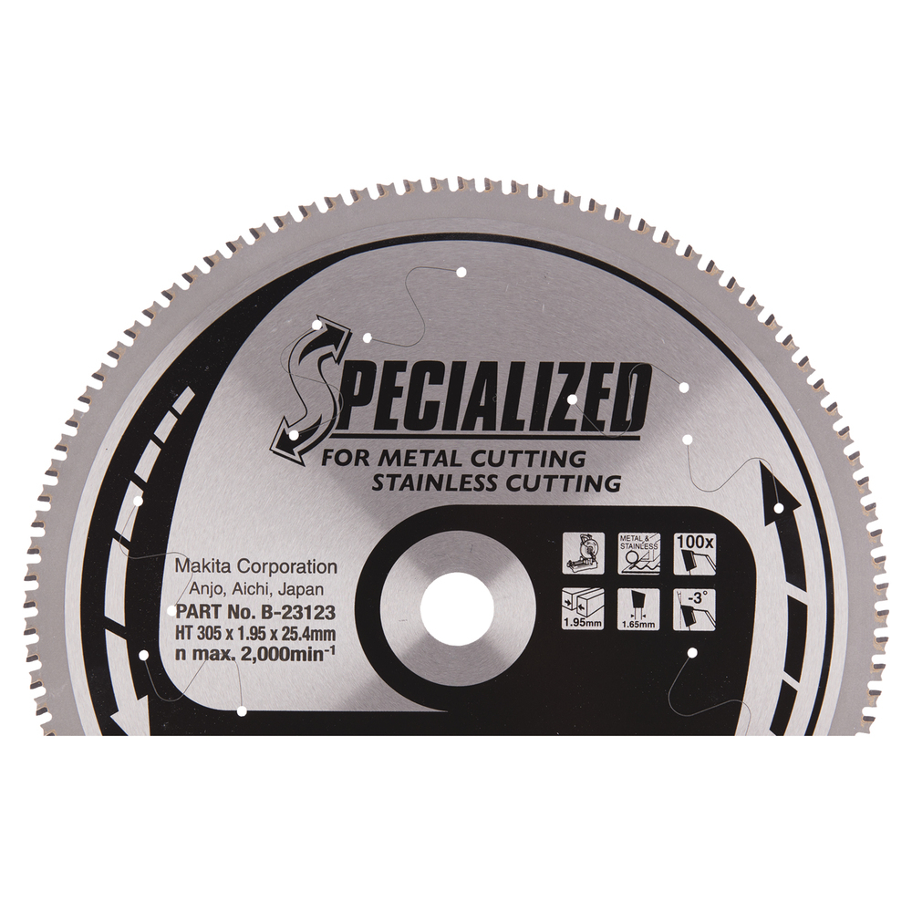Lame carbure Specialized Inox et Métal 305x25,4x1,95 mm 100 dents - MAKITA - B-23123