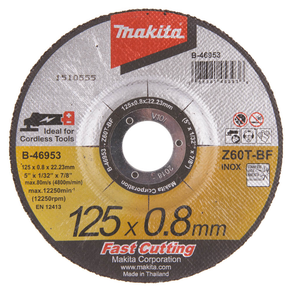 Disque à tronçonner, métal et inox, à moyeu déporté, D125 mm - MAKITA - B-46953