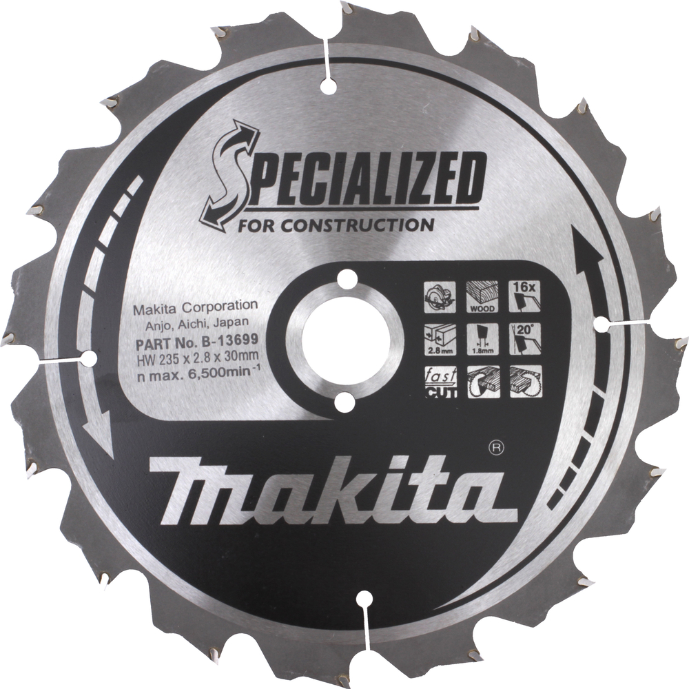 LAMES CARBURE CONSTRUCTION PO 235X30MM 16D 2 PCS - MAKITA - B-49258