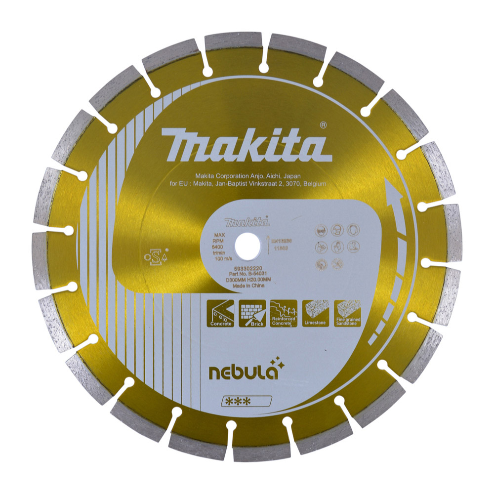 Disque diamant béton Ø300mm NEBULA alésage 20mm MAKITA - B-54031