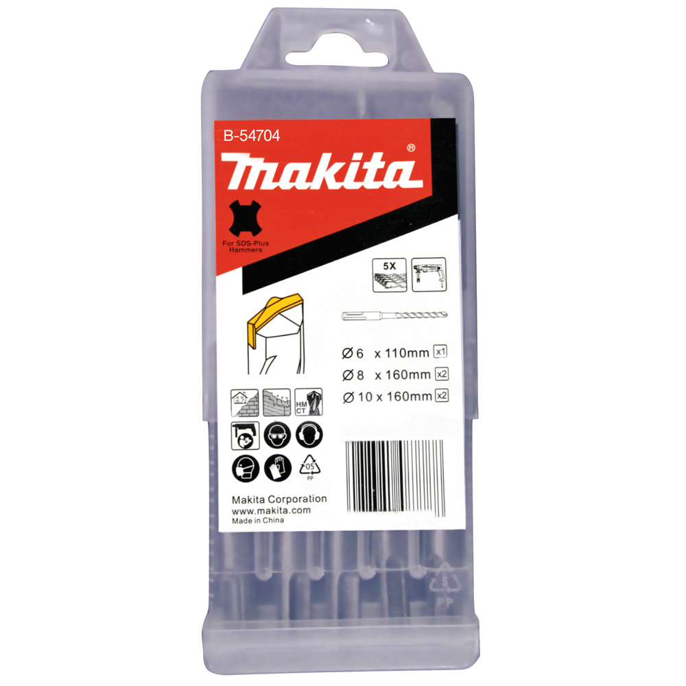 COFFRET 5 FORETS STD SDS-PLUS 6 2x8 2x10 MM MAKITA - B54704