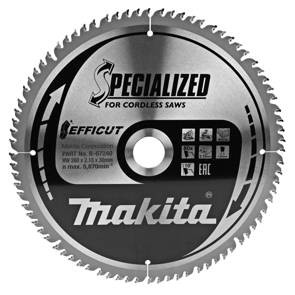 LAME CARBURE EFFICUT 260x30x80T - MAKITA - B-67240