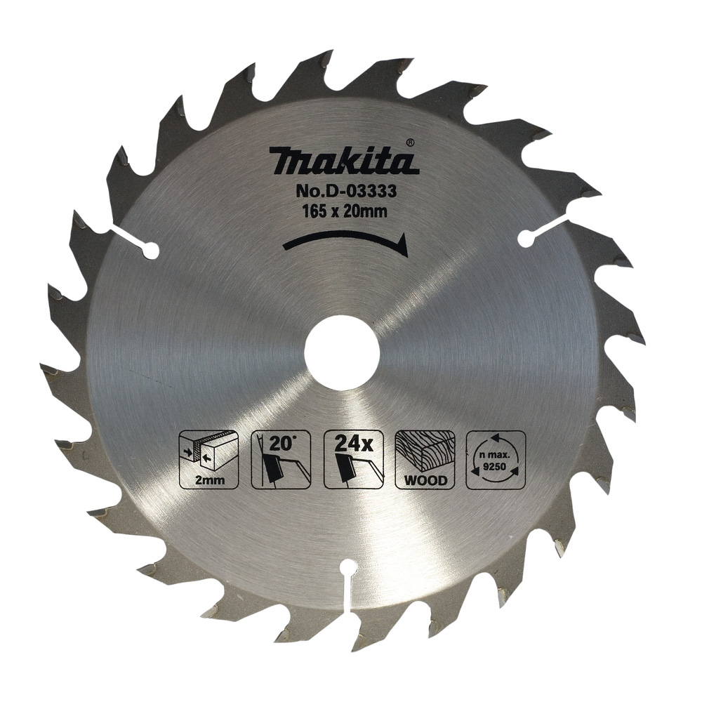 LAME CARBURE D165 MM STANDARD BOIS POUR SCIES CIRCULAIRES 24 DENTS - MAKITA - D-03333