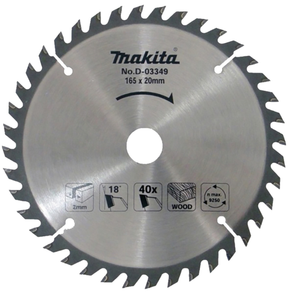 LAME CARBURE D165 MM STANDARD BOIS POUR SCIES CIRCULAIRES 40 DENTS - MAKITA - D-03349