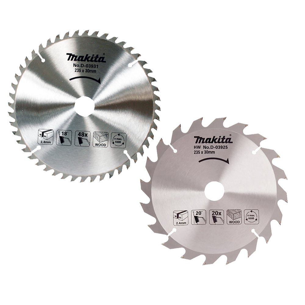 Lot de 2 lames carbure bois standard, Diam. 235 mm, pour scies circulaires - D-20068