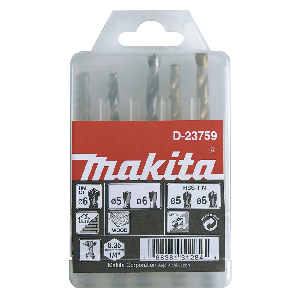 COFFRET 5 FORETS HEXAGONAUX 1/4'' - MAKITA - D-23759