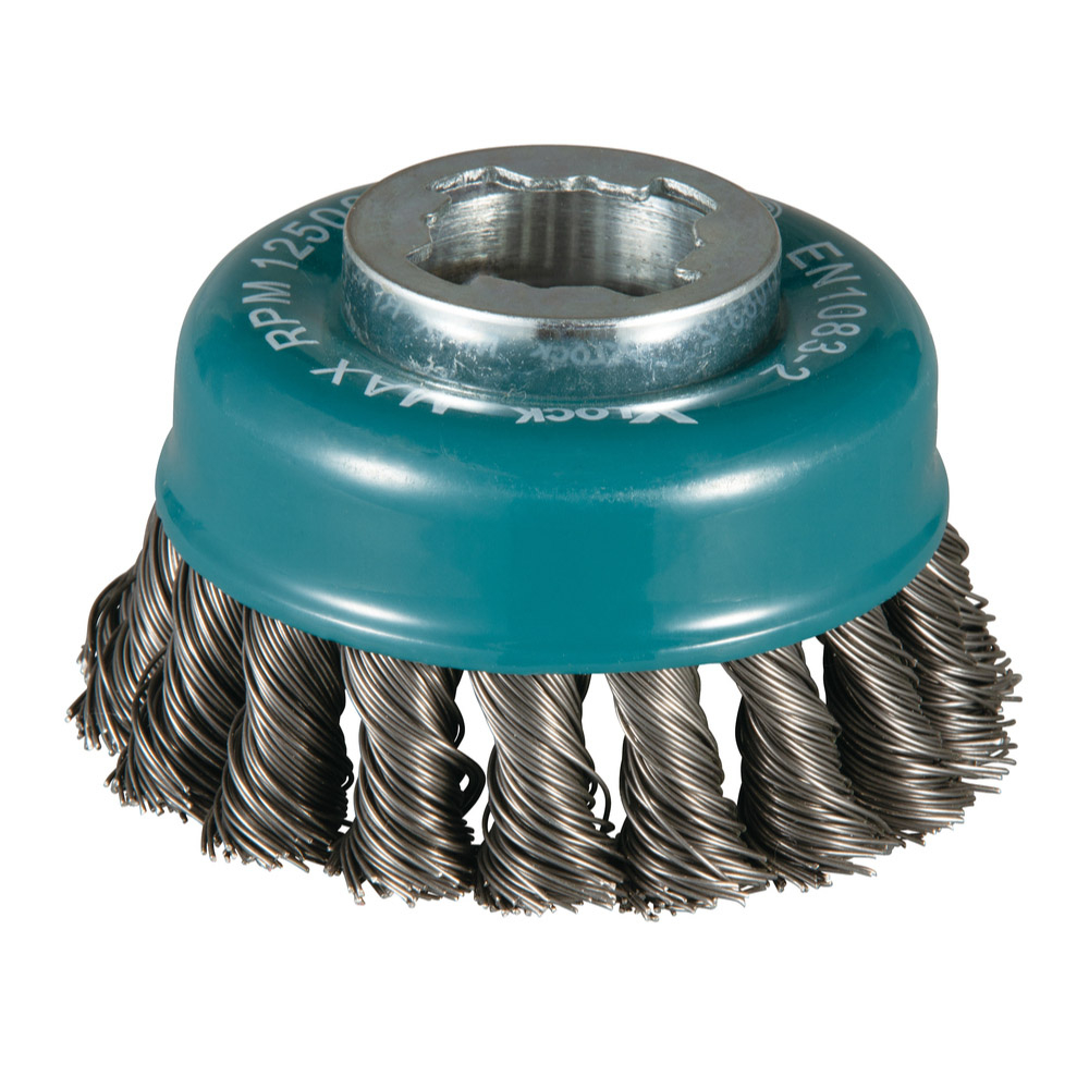 BROSSE BOISSEAU X-LOCK 80MM FILS ACIER TORSADÉS - MAKITA - D-73380