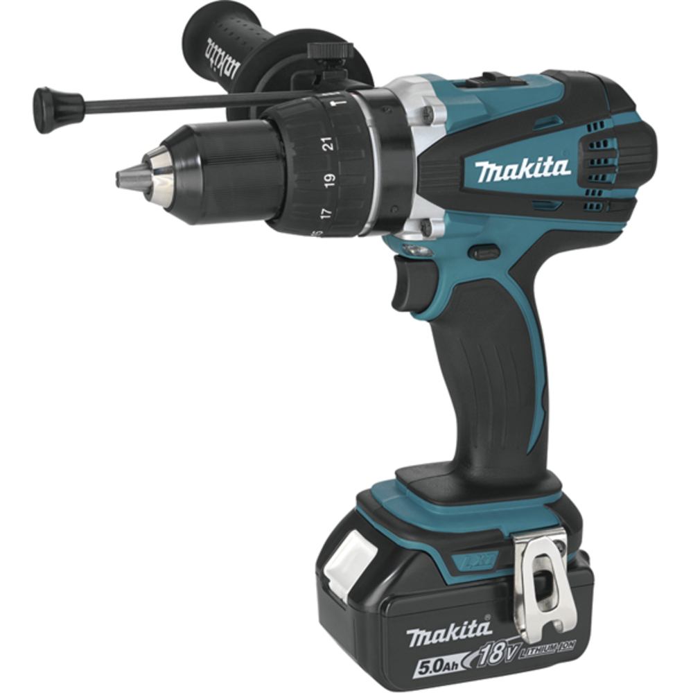 Perceuse à percussion sans fil 18 V 2 batteries 5 Ah 13 mm - MAKITA - DHP458RTJ