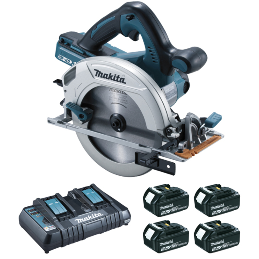 Scie circulaire 36 V => 2 x 18 V Li-Ion 5 Ah Diam. 190 mm 4 batteries - MAKITA - DHS710PT4J