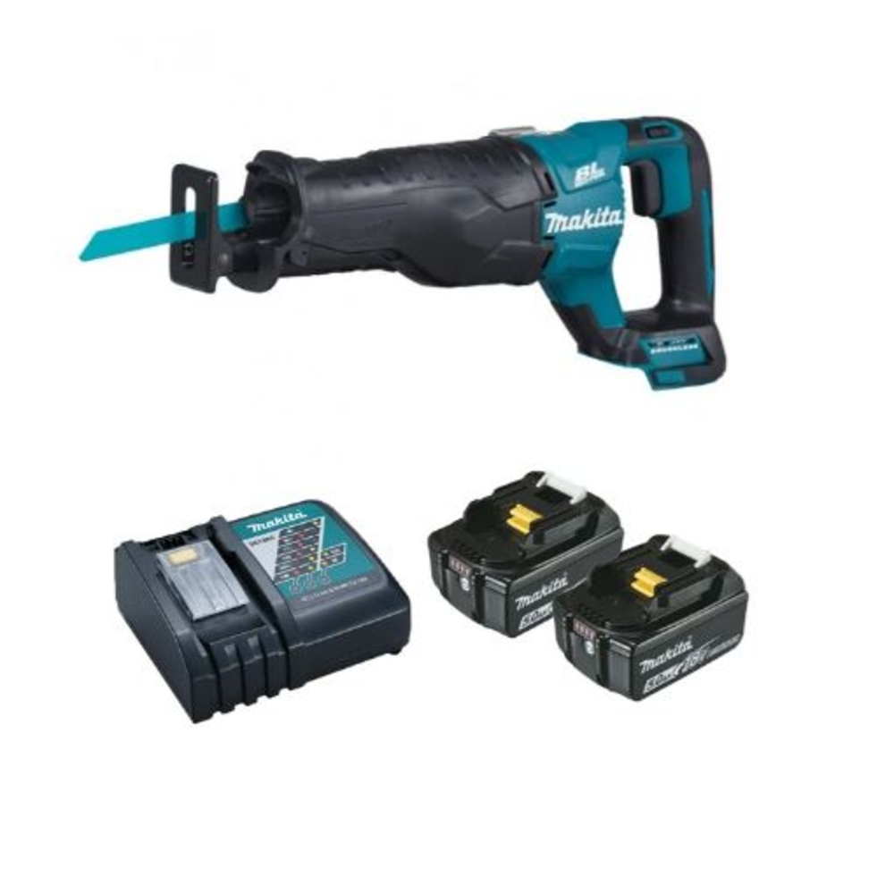 Scie récipro MAKITA 18 V Li-Ion 5 Ah + 2 Batteries BL1850N + Chargeur + Coffret MAK PAC- DJR187RTE