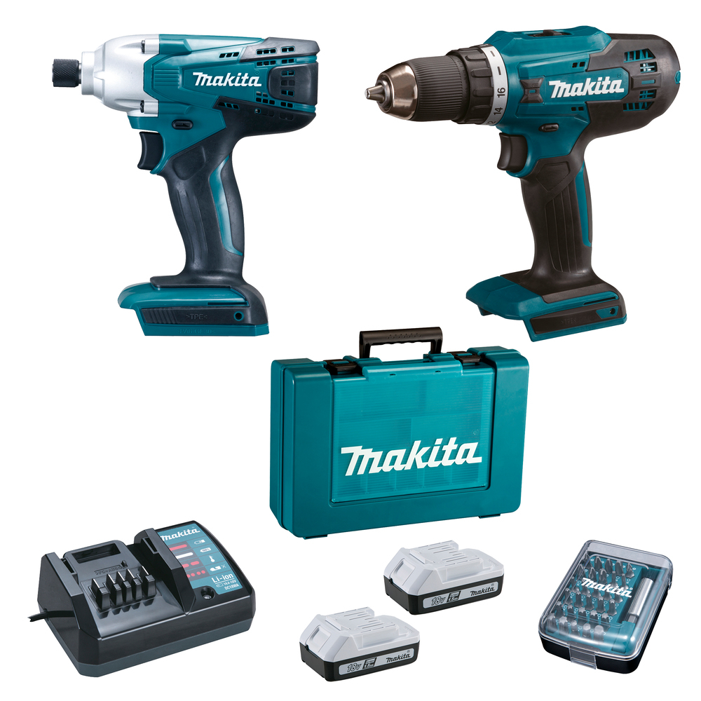 Perceuse sans fil DF488D + clé à chocs TD127D 18V 2.0 AH Li-ion - MAKITA - DK18A35X1