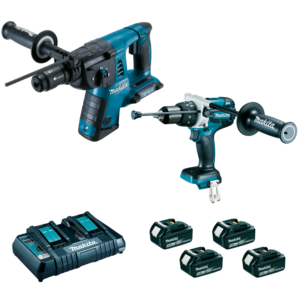 Ensemble de 2 machines 18 V perceuse + perfo-burineur - MAKITA - DLX2101PTJ