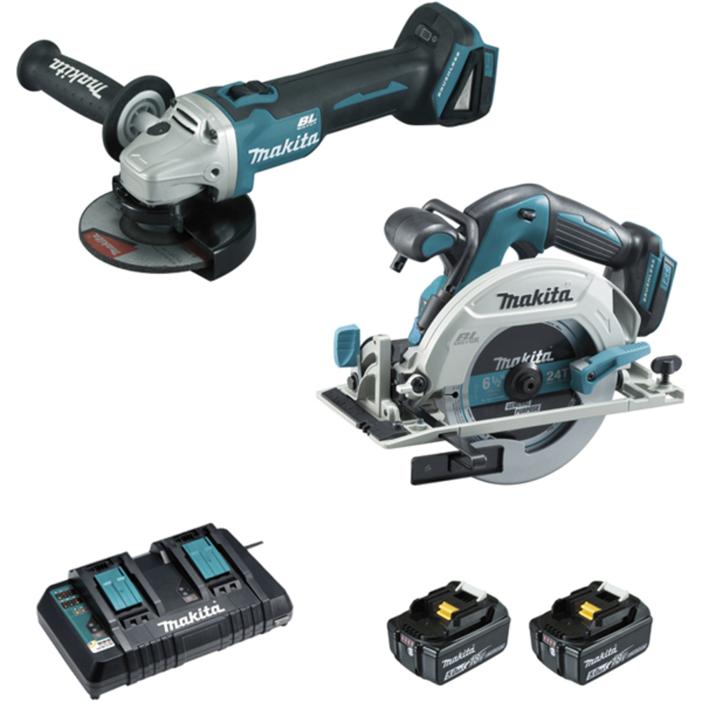 Ensemble de 2 machines 18 V Li-Ion 5 Ah DHS680 + DGA506 - MAKITA - DLX2277PTJ