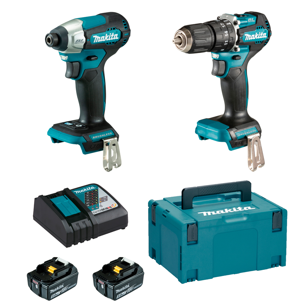 Pack outils 18V LXT Perceuse‑visseuse + Visseuse à chocs + 2 batteries 5 Ah + chargeur + coffret MAKPAC - MAKITA - DLX2414TJ