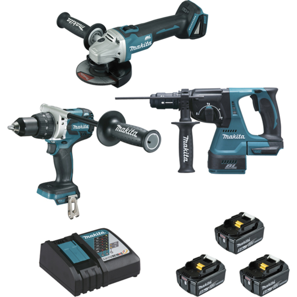 Ensemble de 3 machines BL1850B DGA506 + DDF481 + DHR243 avec batterie - MAKITA - DLX3092TJ