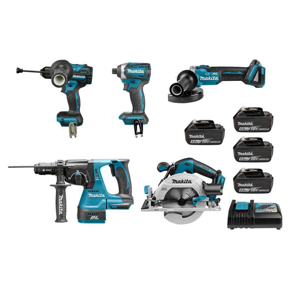 Ensemble de 5 mahines 18V Li-Ion MAKITA - DLX5106PTJ