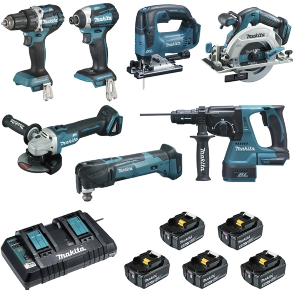 PACK 7 MACHINES DDF484 + DTD154 + DGA506 + DHS680 + DHR243 + DTM51 + DJV182 - MAKITA - DLX7014PTJ