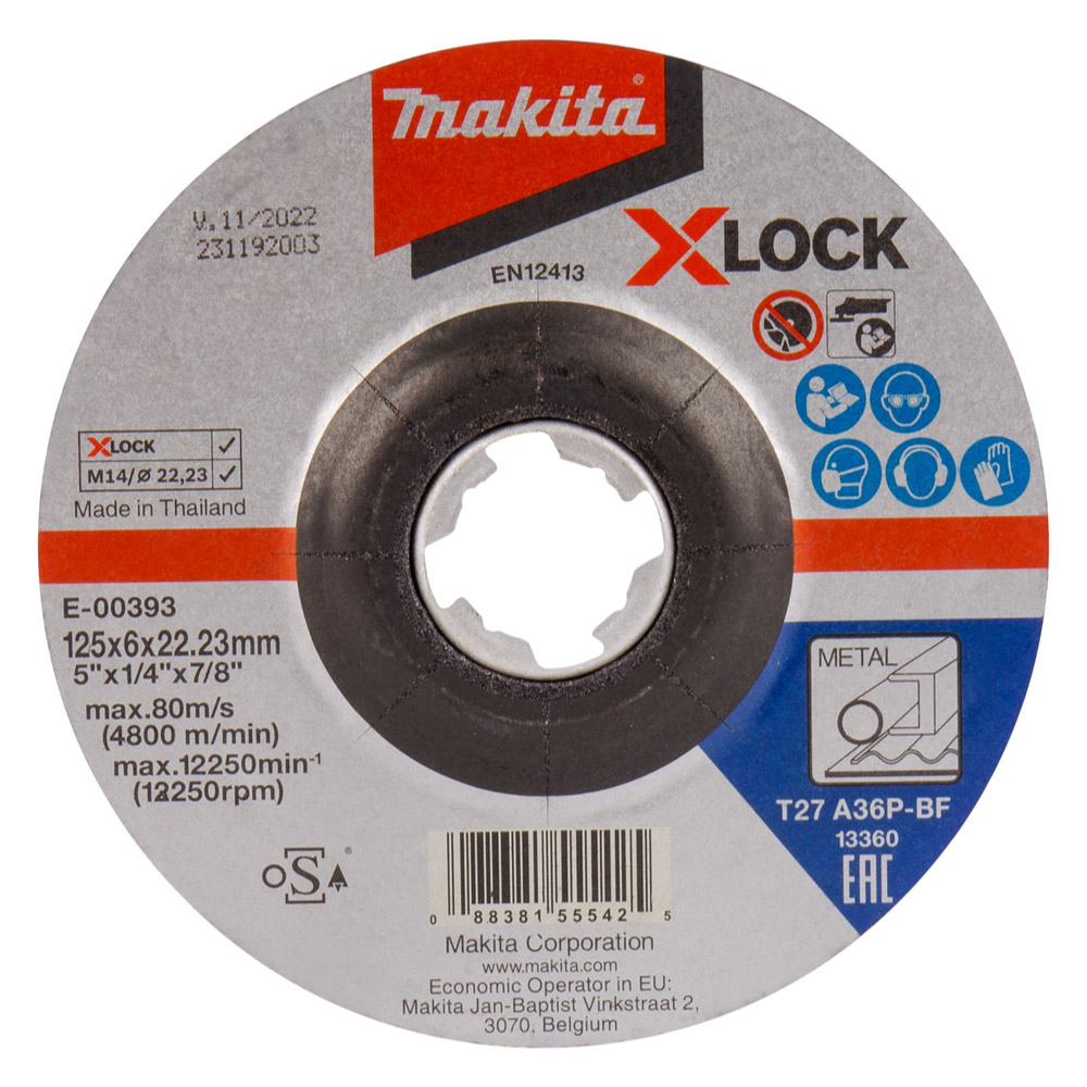 MEULE A EBARBER METAL X-LOCK 125X6X22,23 MM A36P - MAKITA - E-00393