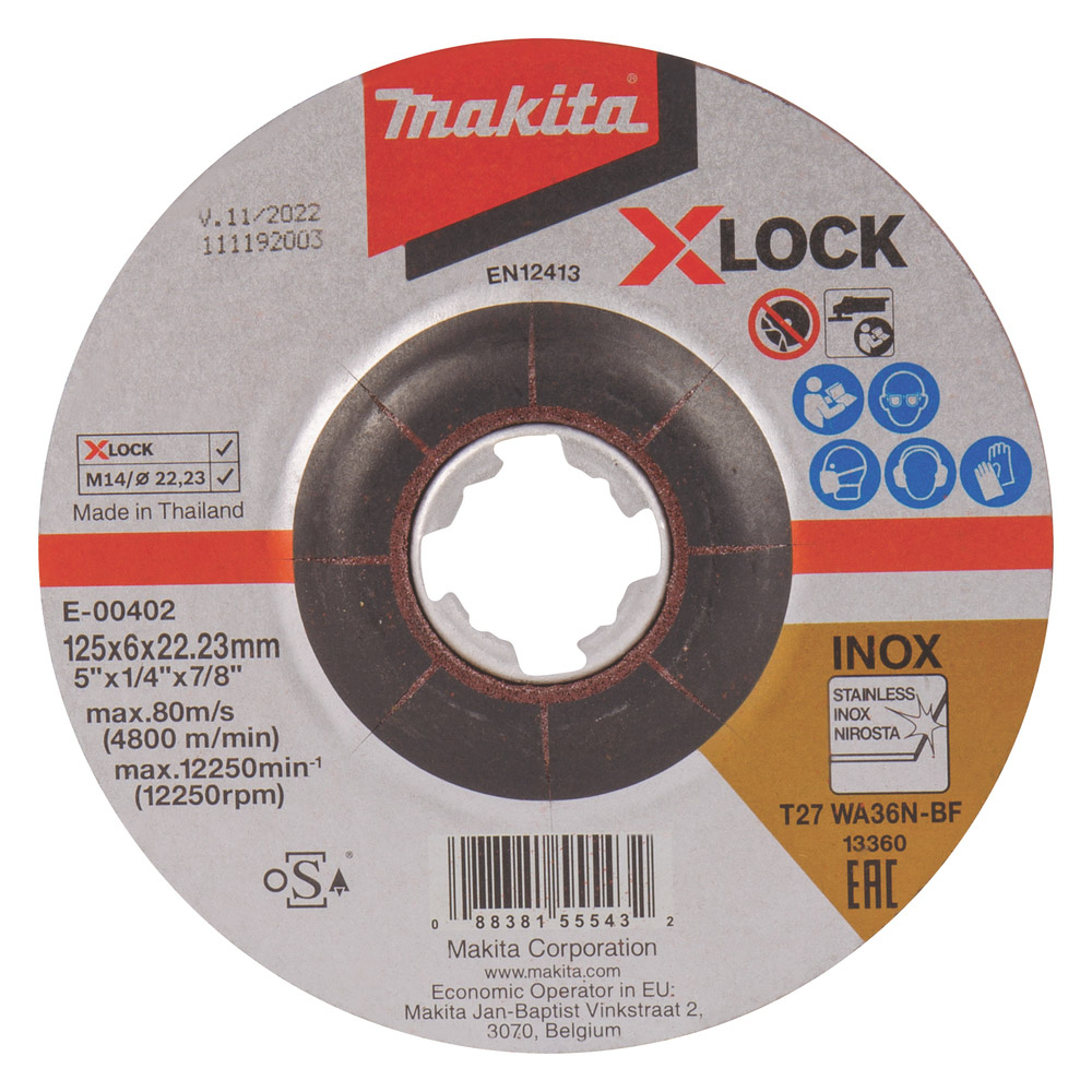 MEULE A EBARBER INOX X-LOCK 125X6X22,23MM WA36N - MAKITA - E-00402