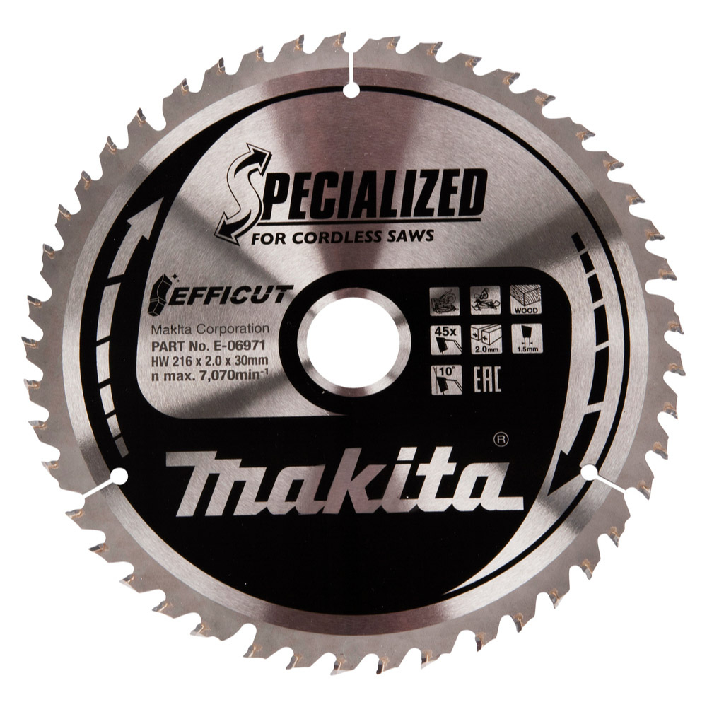 LAME CARBURE EFFICUT BOIS 216x30MM 45D - MAKITA - E-06971