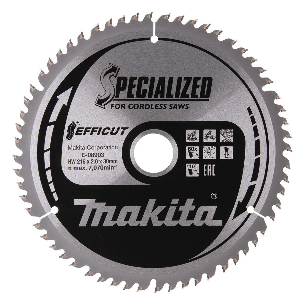 Lames carbures ''EFFICUT'' pour bois, pour scies radiales à batterie - MAKITA - E-08903