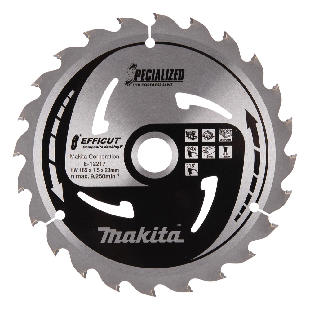 LAME CIRC EFFICUT BOIS COMPOSITE 165x20MM 24D - MAKITA - E-12217