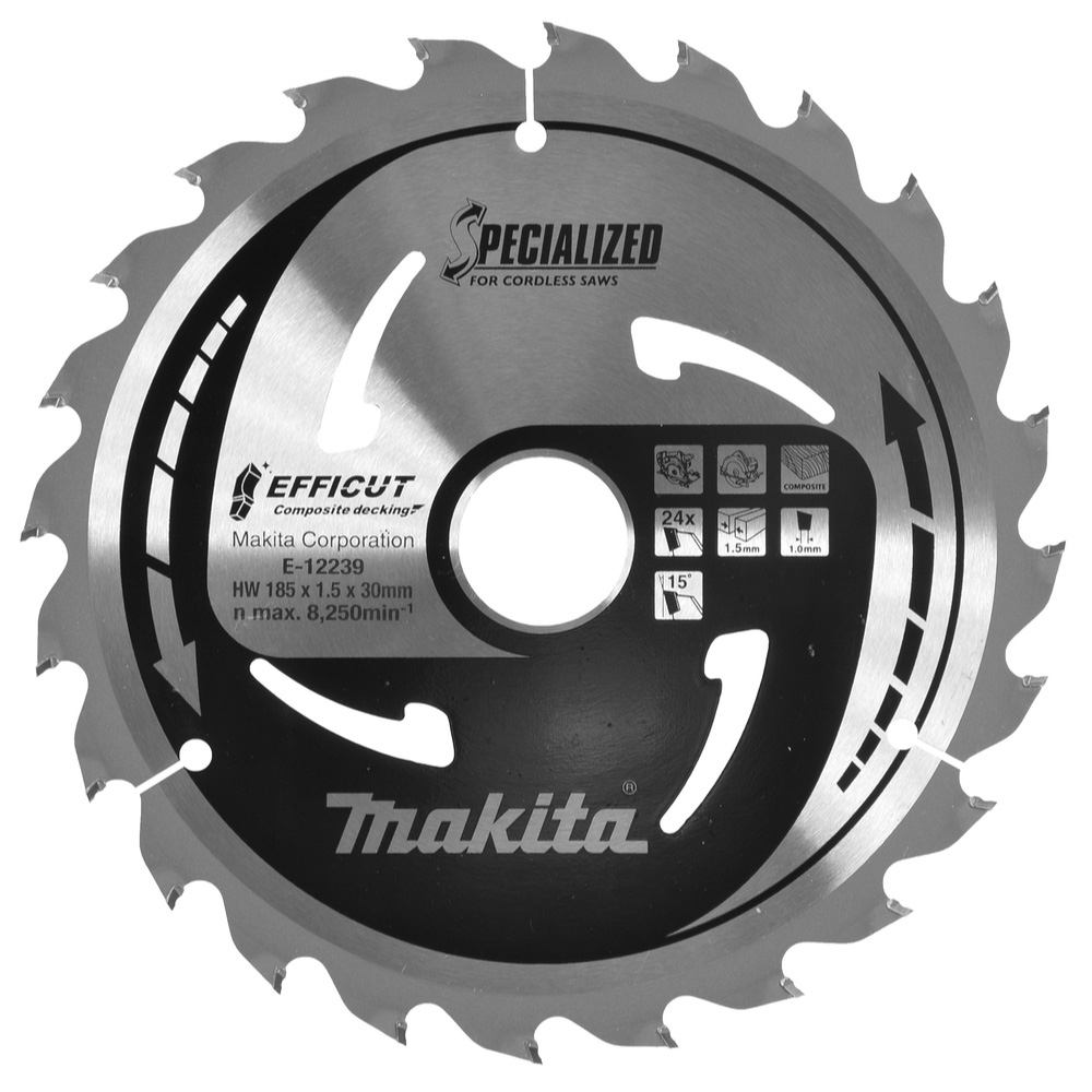 LAME CIRC EFFICUT BOIS COMPOSITE 185x30MM 24D - MAKITA - E-12239