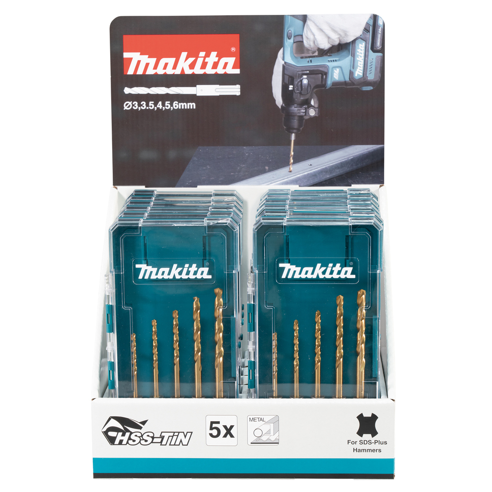 Master carton 12 x Coffrets 5 forets métal SDS- MAKITA - E-15132-12