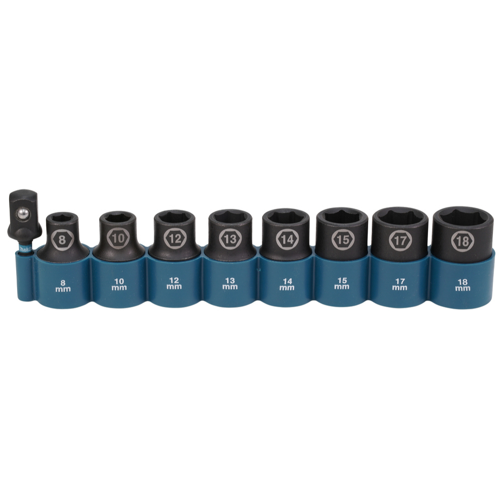 SET DE 8 DOUILLES 1/2'' + ADAPTATEUR 1/4'' MAKITA - E16645