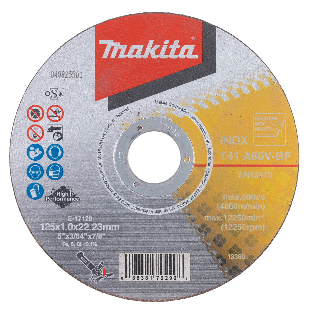 DISQUE A TRONC METAL ET INOX A60U 125x1MM (X12) MAKITA - E1712012