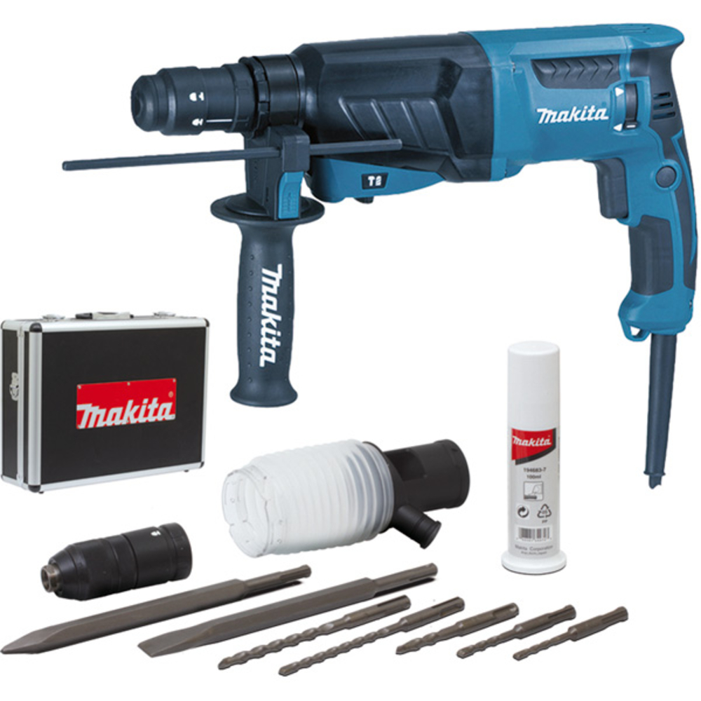 Perfo-burineur SDS Plus 800 W 26 mm coffret alu + kit d'accessoires - MAKITA - HR2630TX4