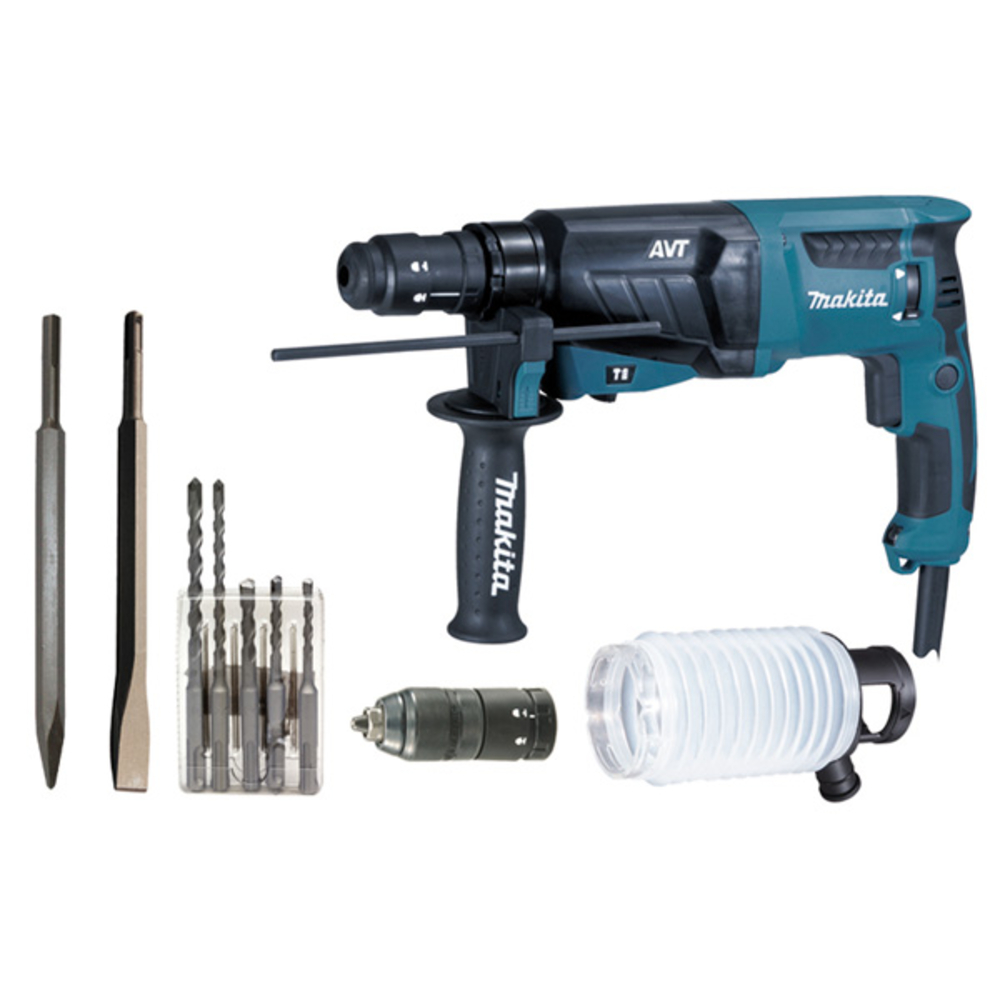 Perfo-burineur SDS Plus 800 W 26 mm + coffret alu + kit d'accessoires - MAKITA - HR2631FTX4